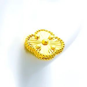 Glistening Glowing 21k Gold Medium Clover Earrings