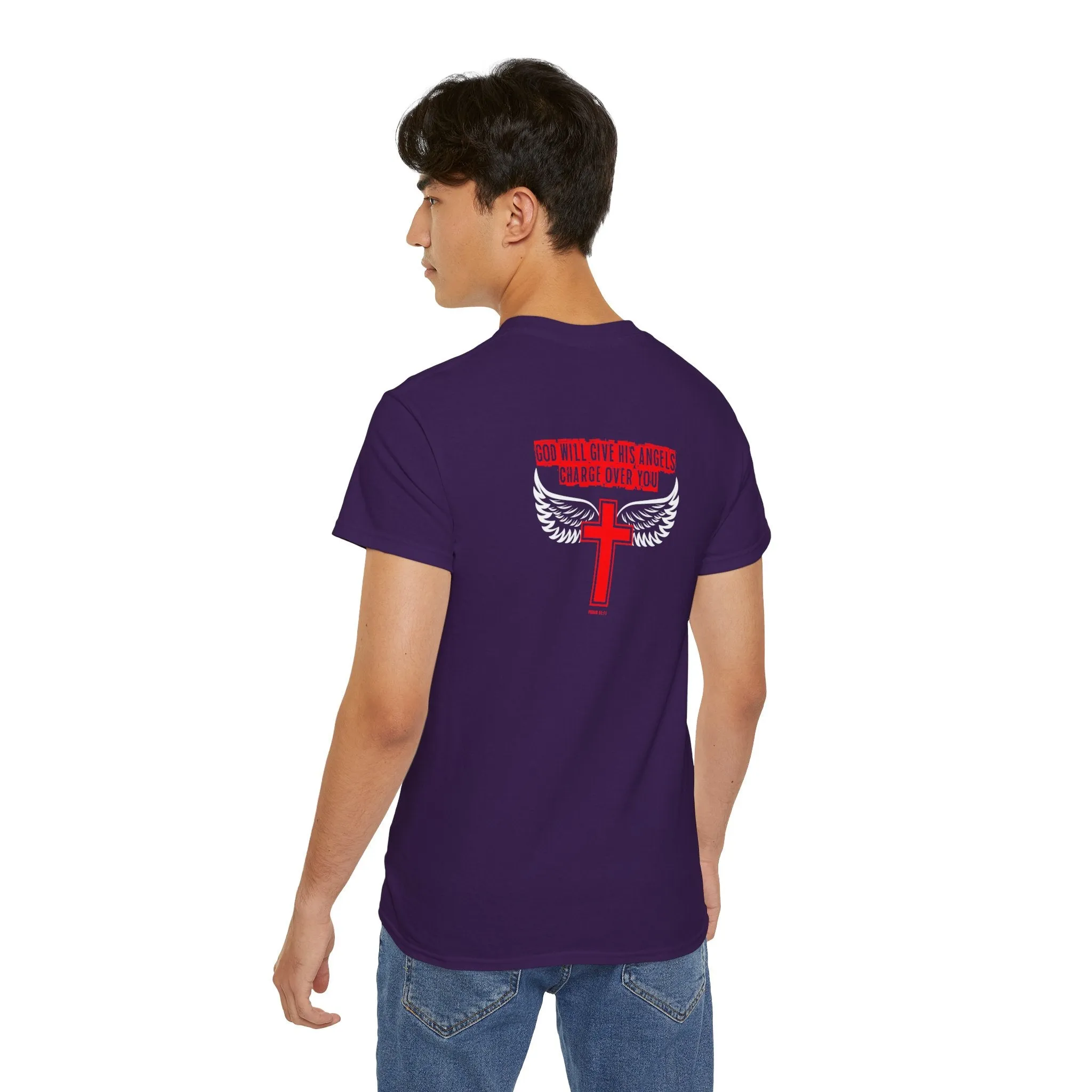 God Will Give His Angels Charge Over You Men’s Unisex Ultra Cotton Tee (Back Design)