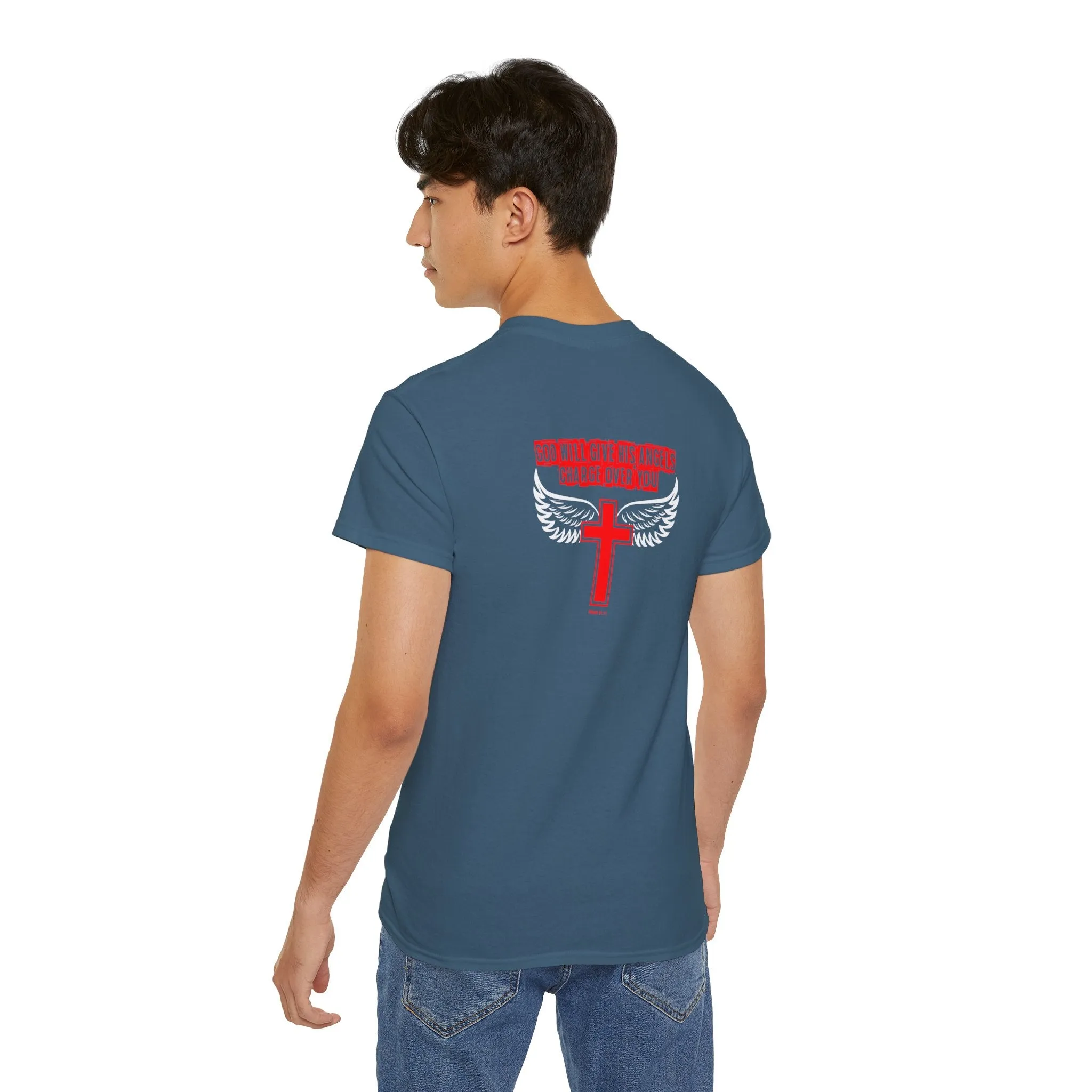 God Will Give His Angels Charge Over You Men’s Unisex Ultra Cotton Tee (Back Design)