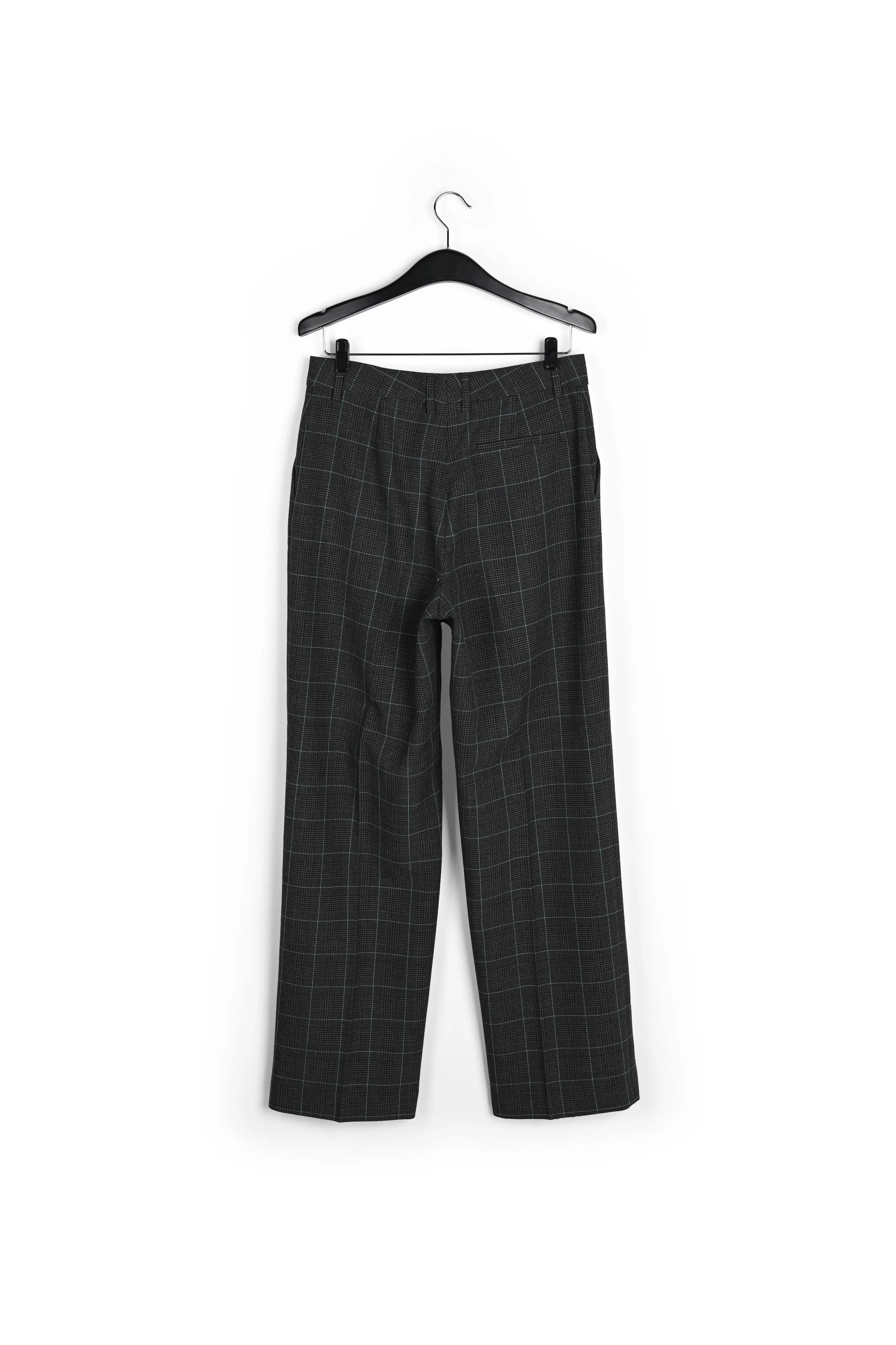 Grey and green checked wide leg pants