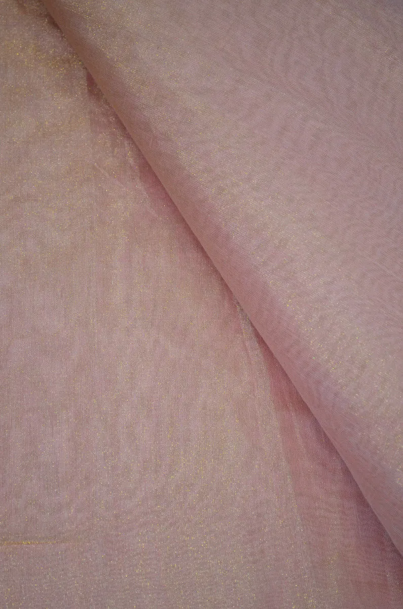 Handloom Pure Silk Chanderi Tissue Golden Zari Based Fabric