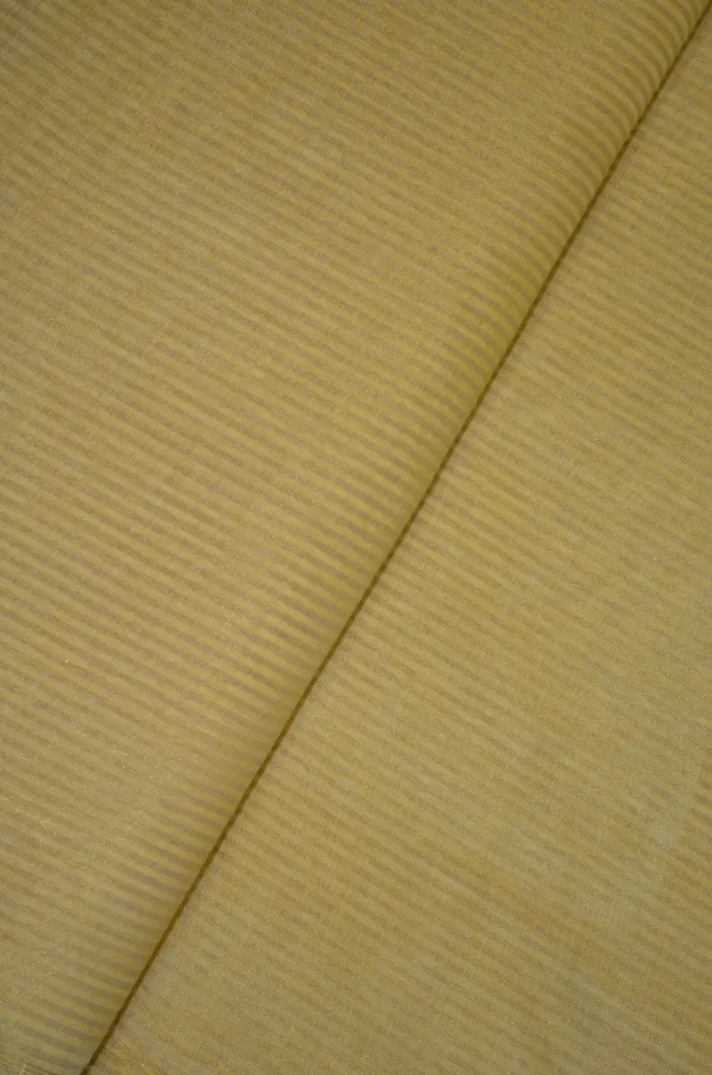 Handloom Pure Silk Chanderi Tissue Golden Zari Based Striped Fabric