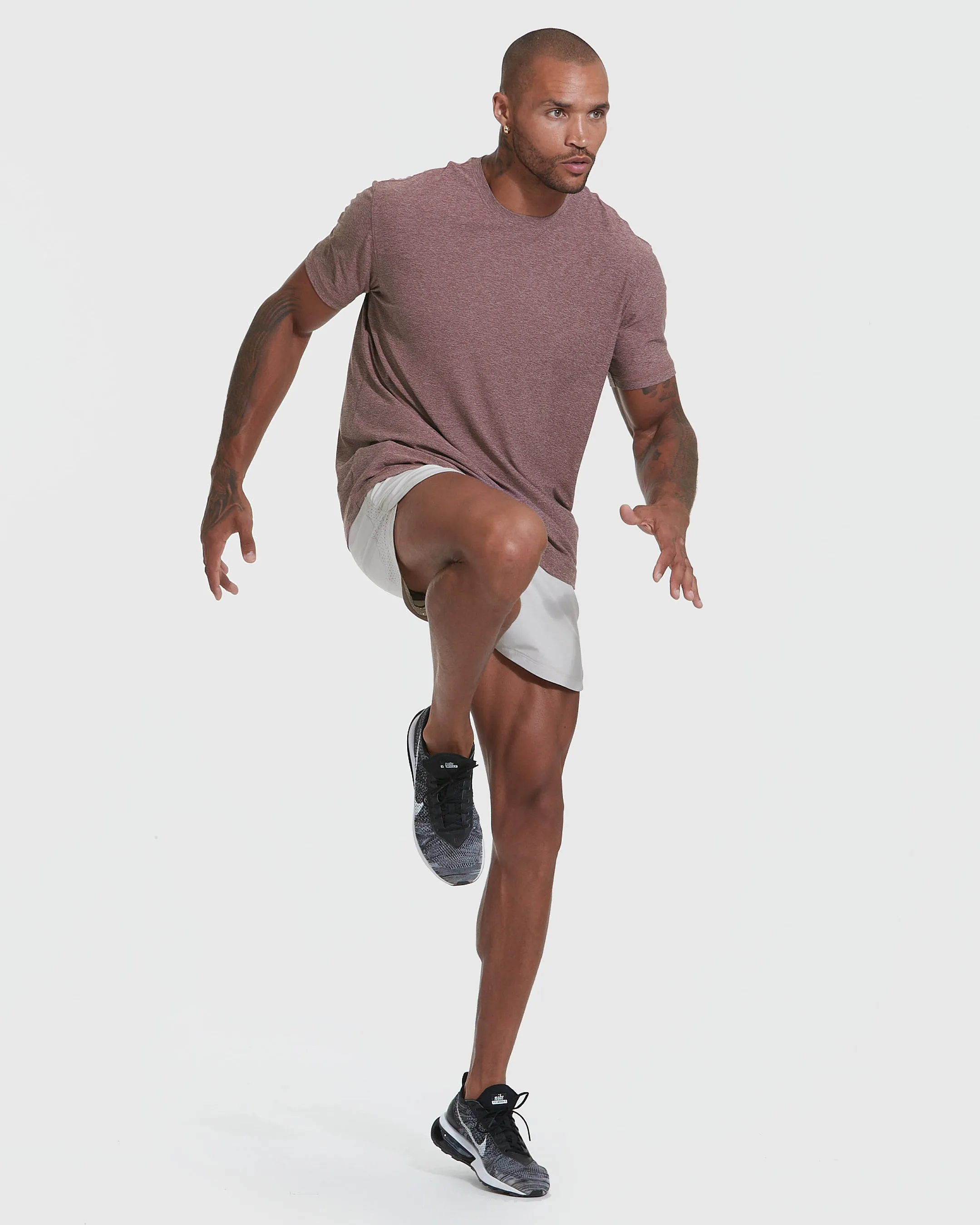 Heather Burgundy Active Crew Neck Tee