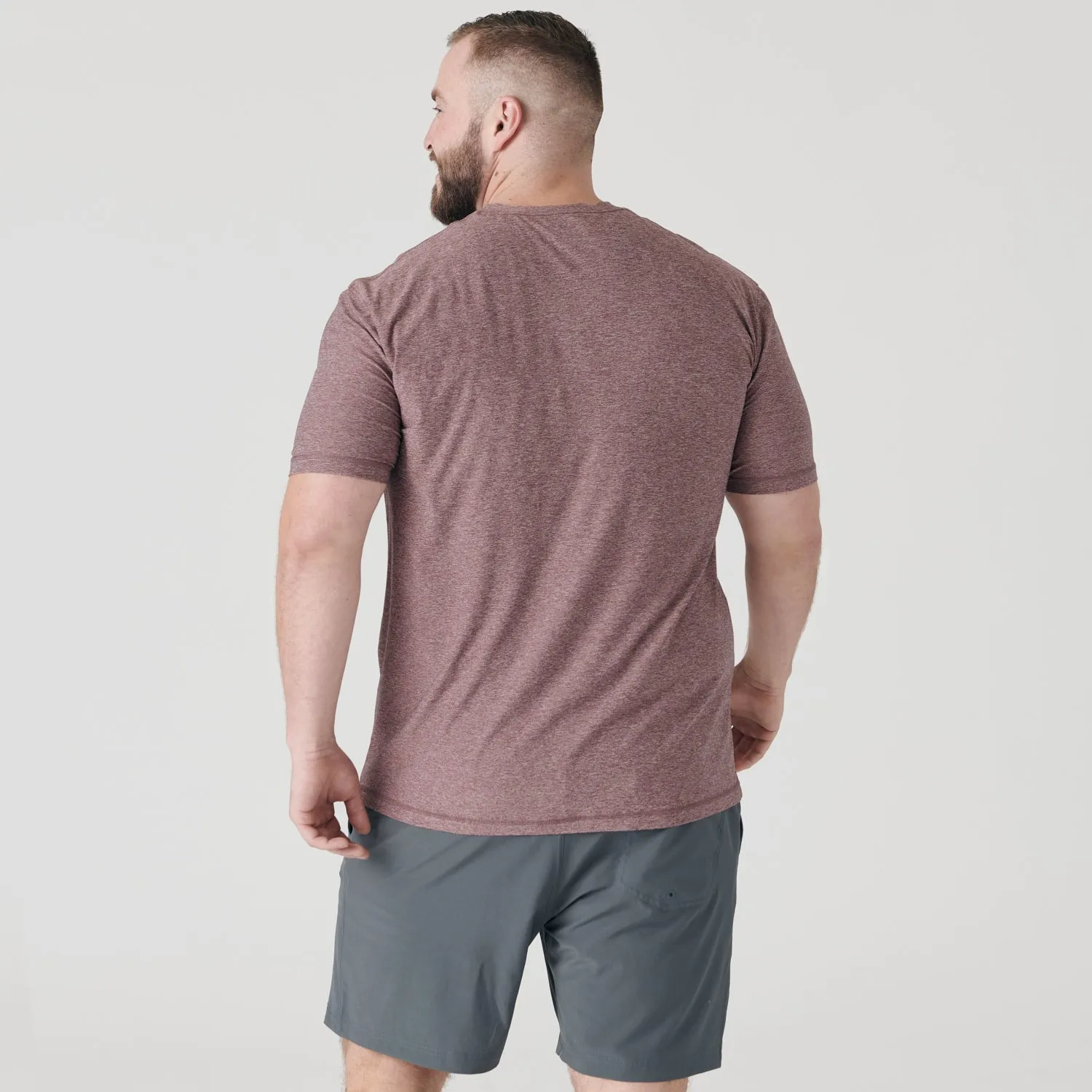Heather Burgundy Active Crew Neck Tee