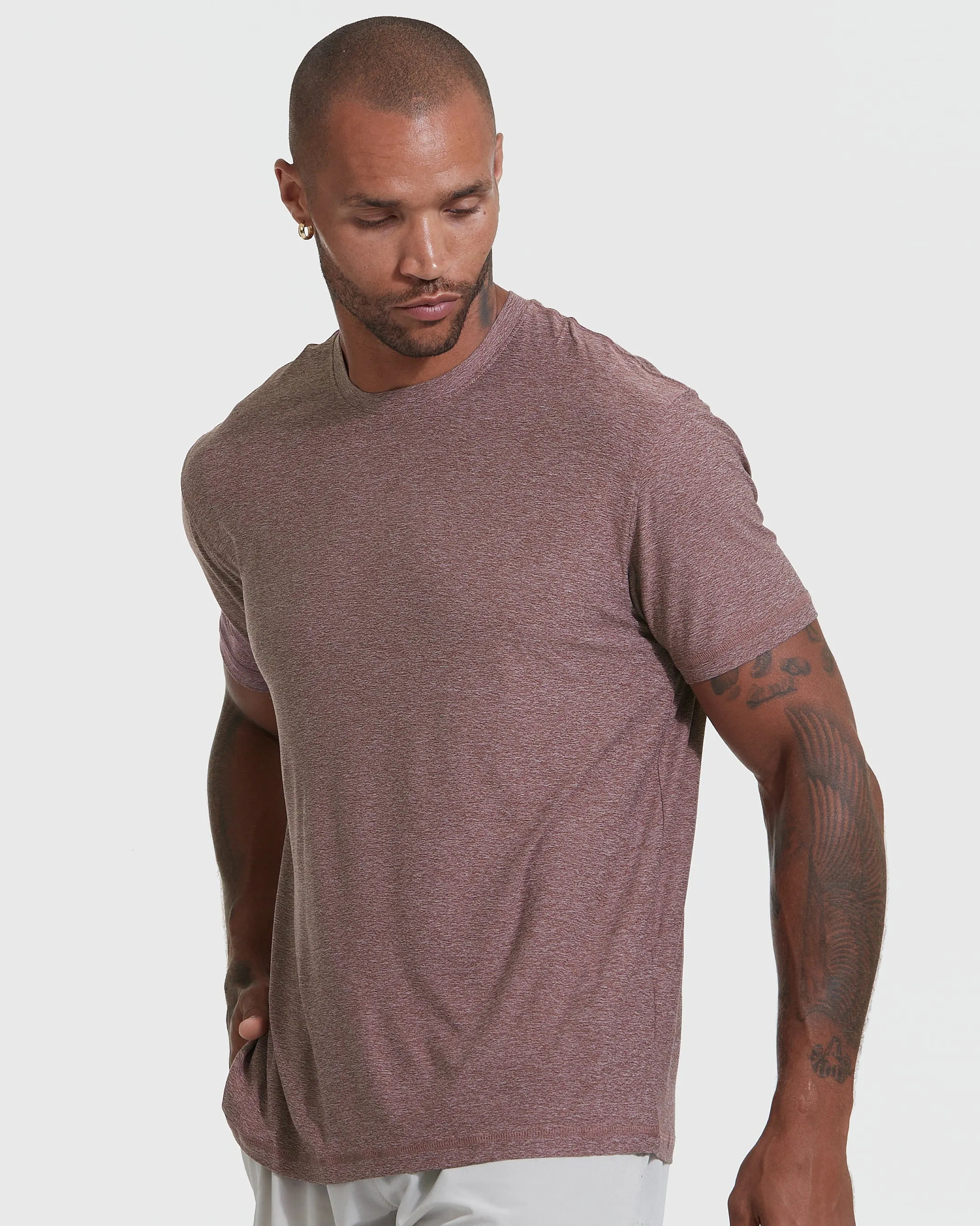 Heather Burgundy Active Crew Neck Tee