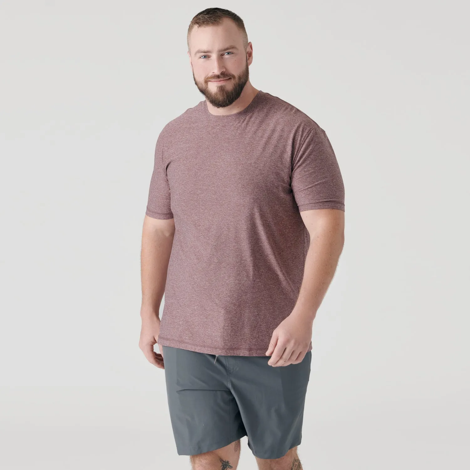 Heather Burgundy Active Crew Neck Tee