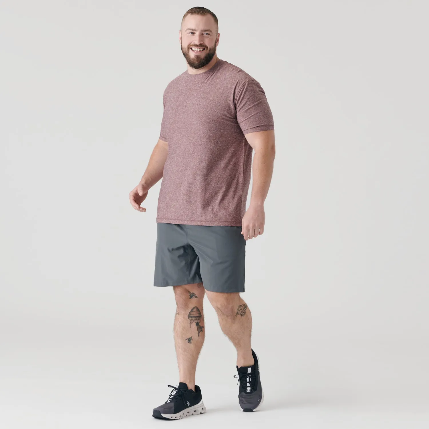 Heather Burgundy Active Crew Neck Tee