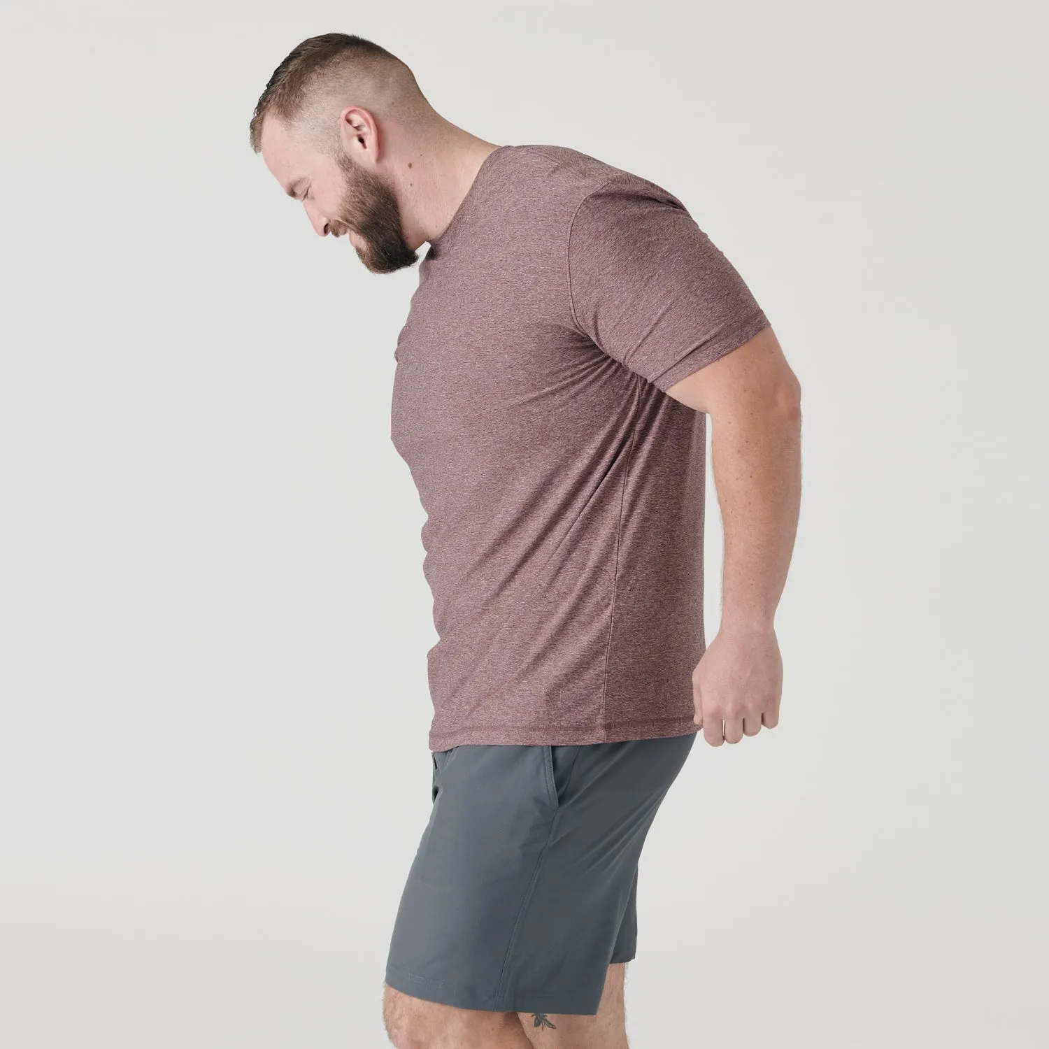 Heather Burgundy Active Crew Neck Tee