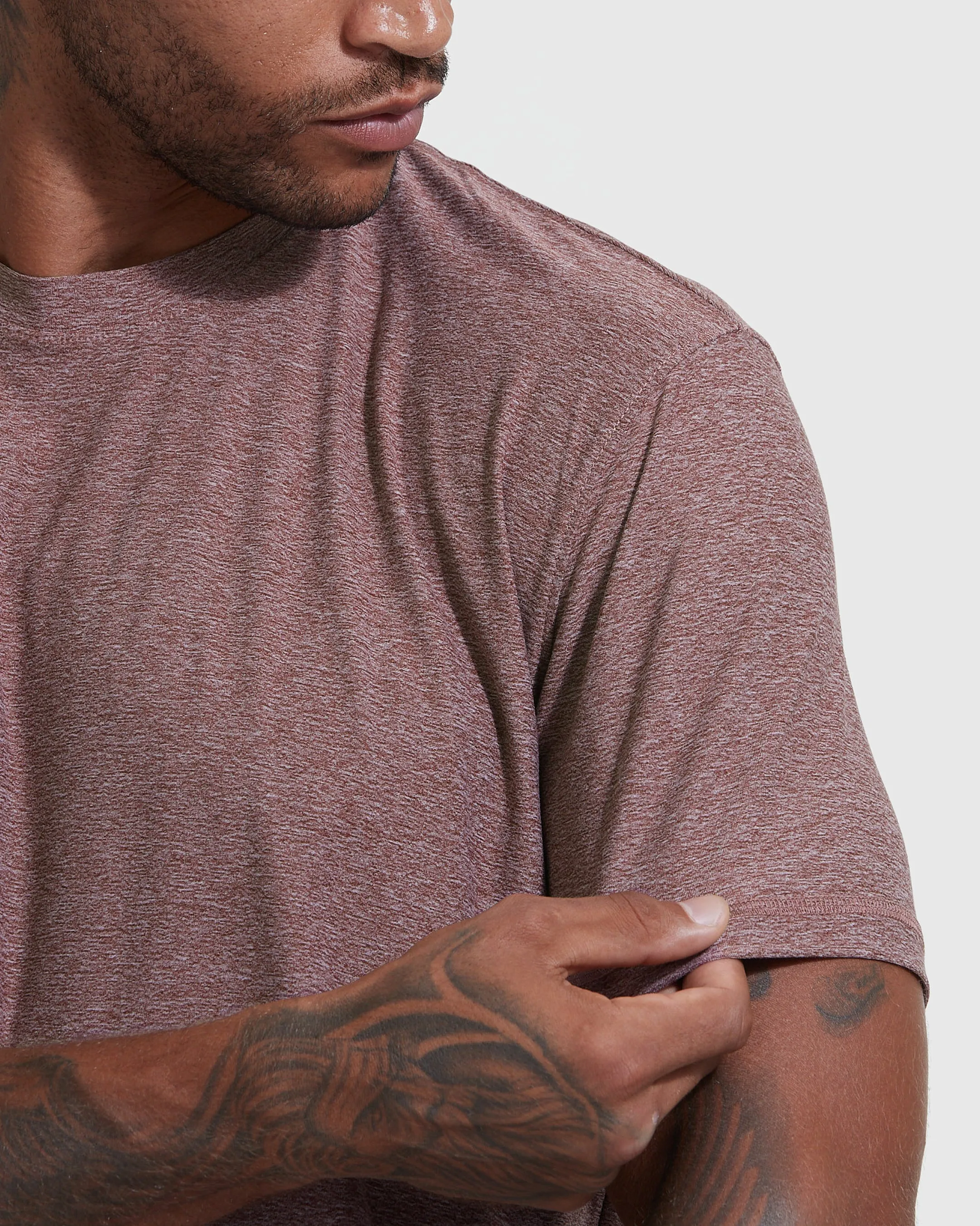 Heather Burgundy Active Crew Neck Tee