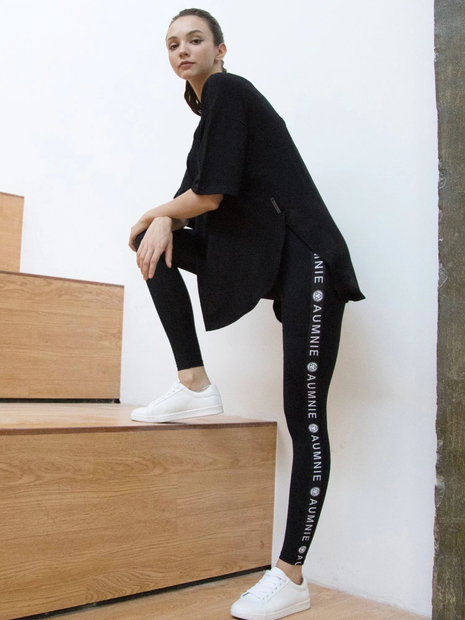 HI LO OVERSIZE TEE, BLACK