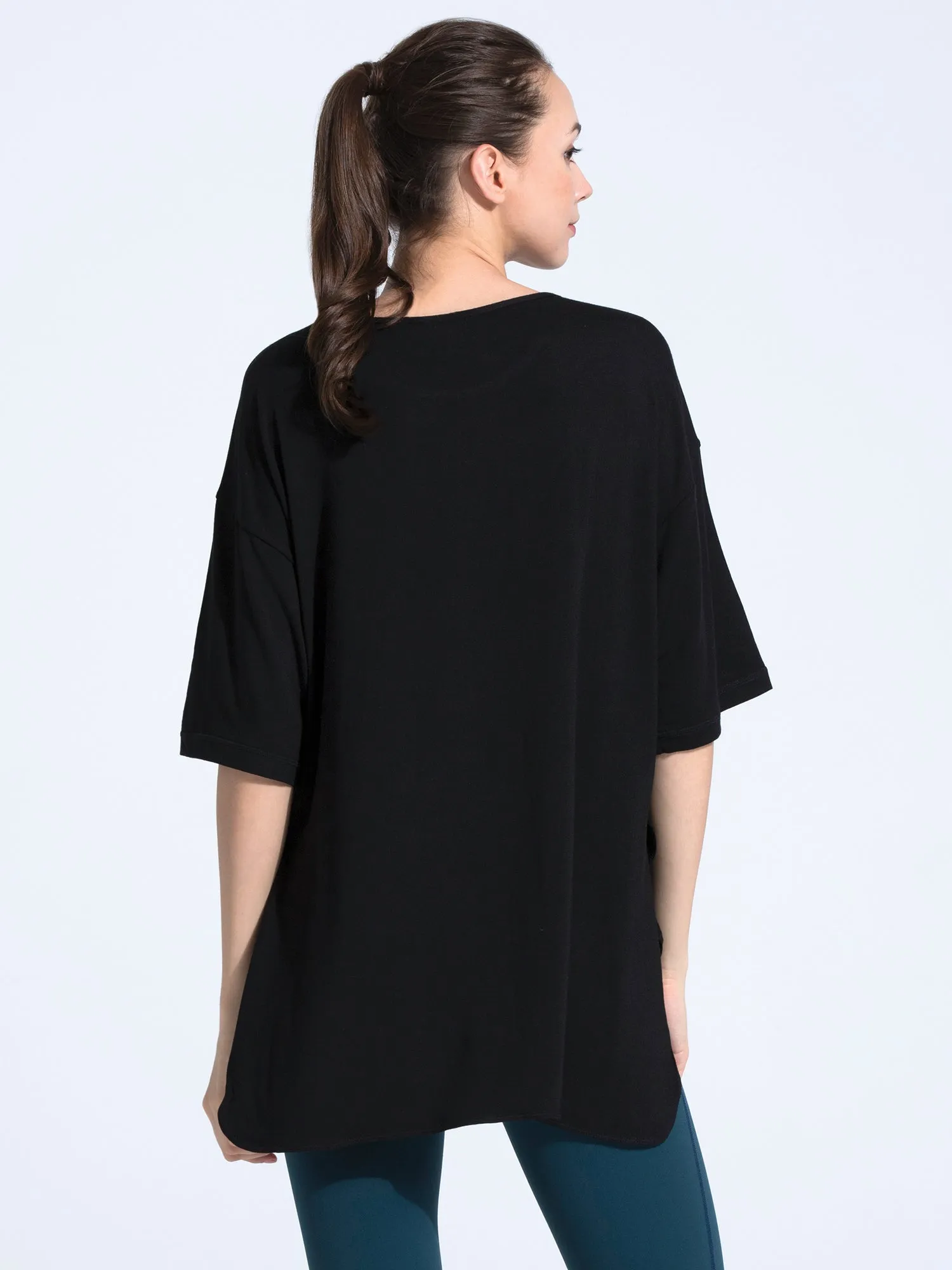 HI LO OVERSIZE TEE, BLACK