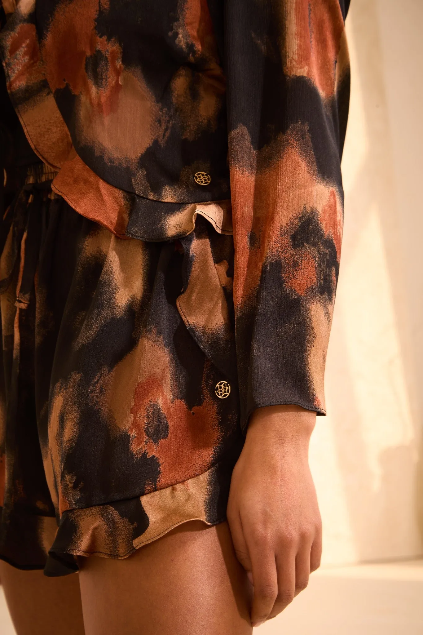 High Waisted Blurred Print Floaty Shorts 'Lucy' - Anti Chafing (Limited Edition)