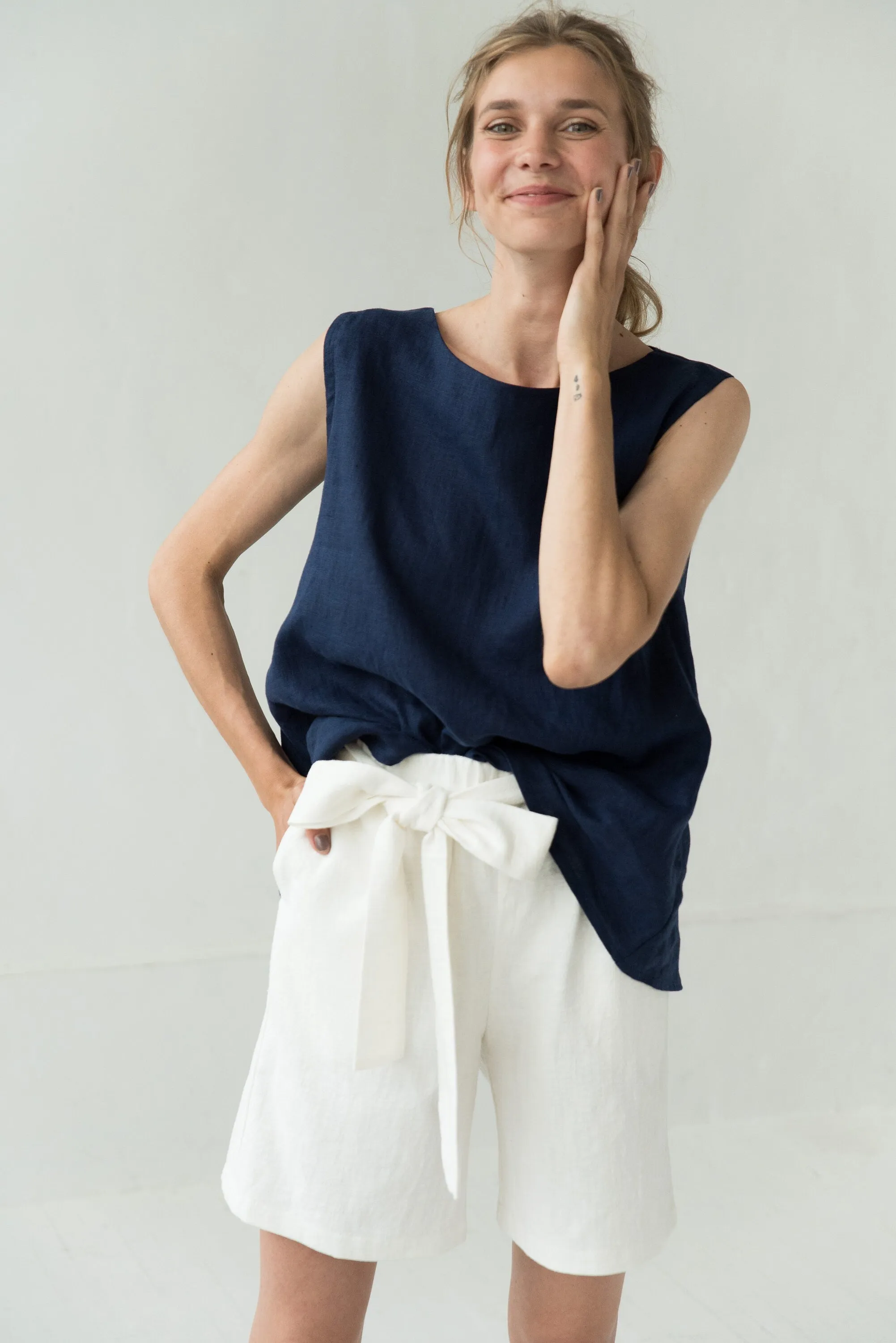 High waisted linen shorts MIX&MATCH