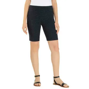 Hilary Radley Ladies Bermuda Shorts Easy Pull On BLACK/White Dots