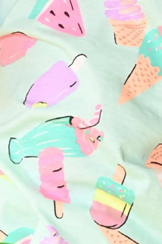 ICE CREAM GREEN SIDE TAPE SHORTS SET- AQUA/GREEN