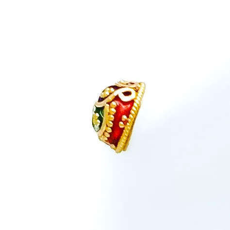 Impeccable Enameled 22k Gold Top Earrings