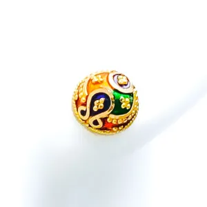 Impeccable Enameled 22k Gold Top Earrings