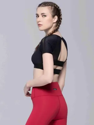 INTENSITY CROPPED TEE , BLACK/BLACK MESH