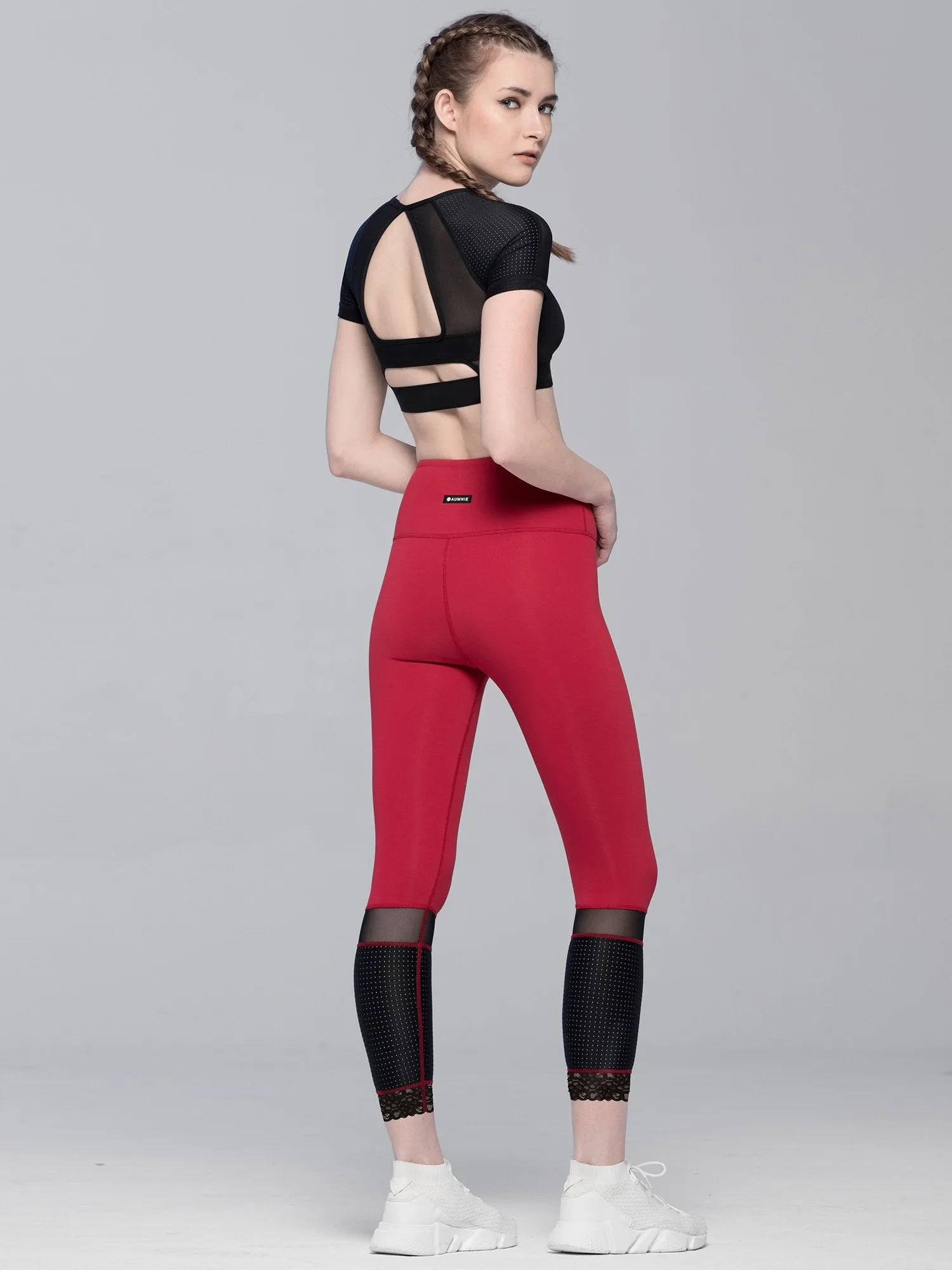 INTENSITY CROPPED TEE , BLACK/BLACK MESH