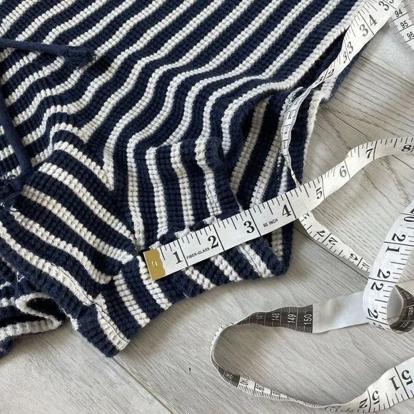 J. Crew Stripe Waffle Knit Crew Sweater   Shorts Blue Cream (large) lounge beach