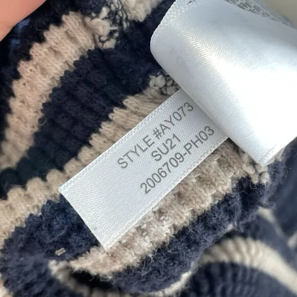 J. Crew Stripe Waffle Knit Crew Sweater   Shorts Blue Cream (large) lounge beach