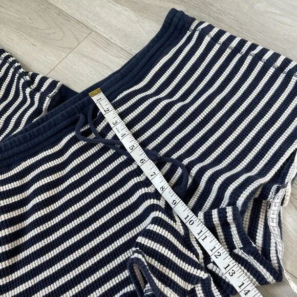 J. Crew Stripe Waffle Knit Crew Sweater   Shorts Blue Cream (large) lounge beach