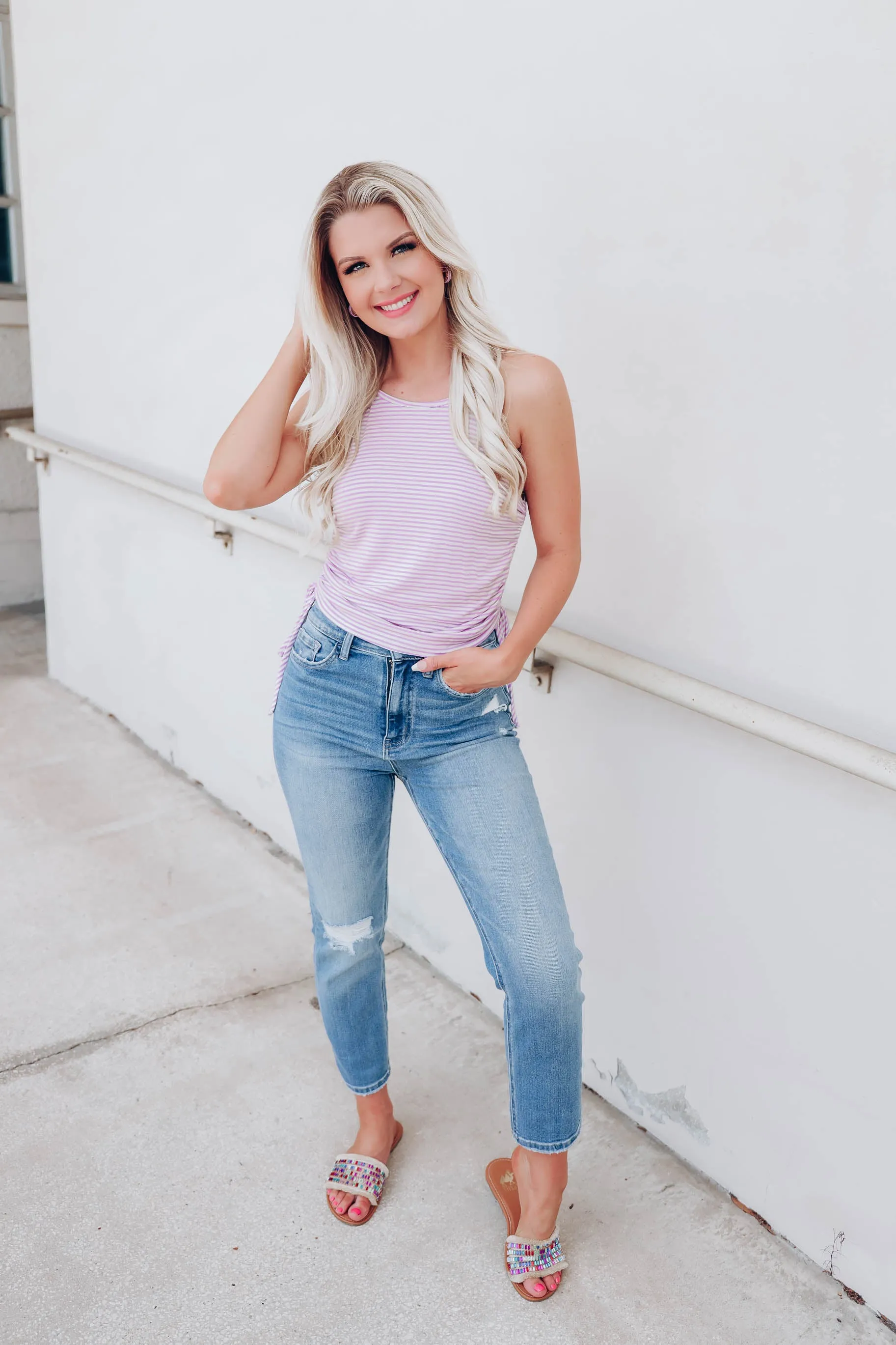 Janis Striped Tank Top - Lavender