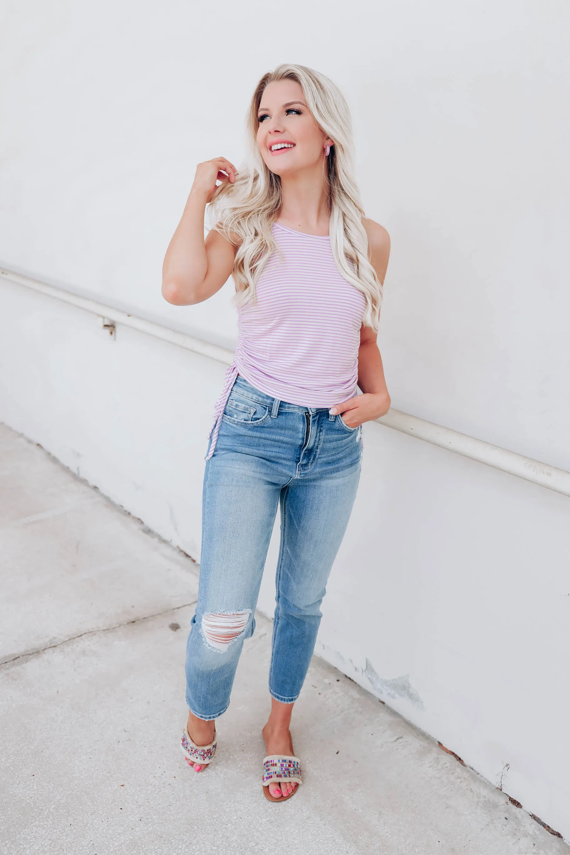 Janis Striped Tank Top - Lavender