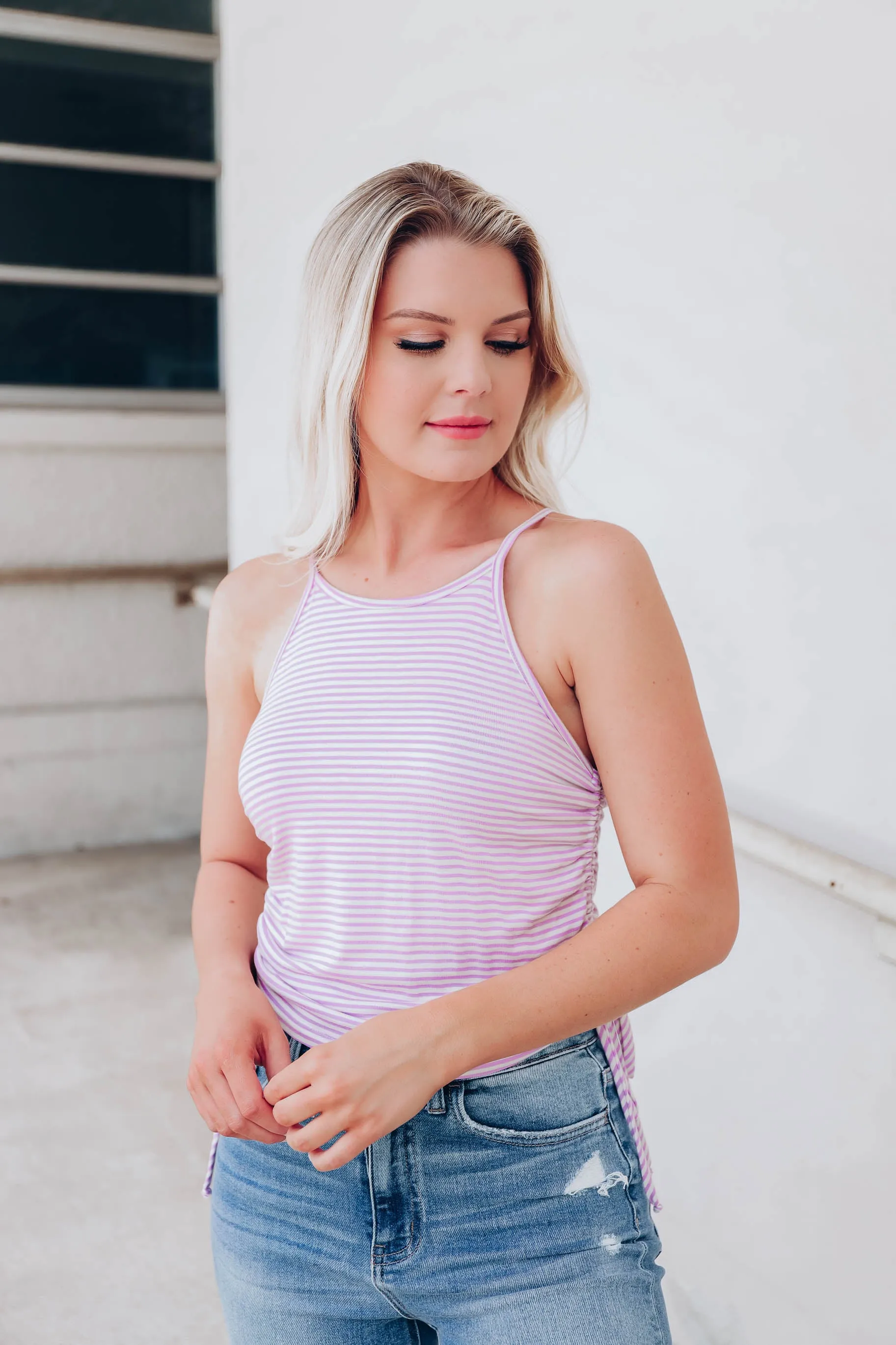 Janis Striped Tank Top - Lavender