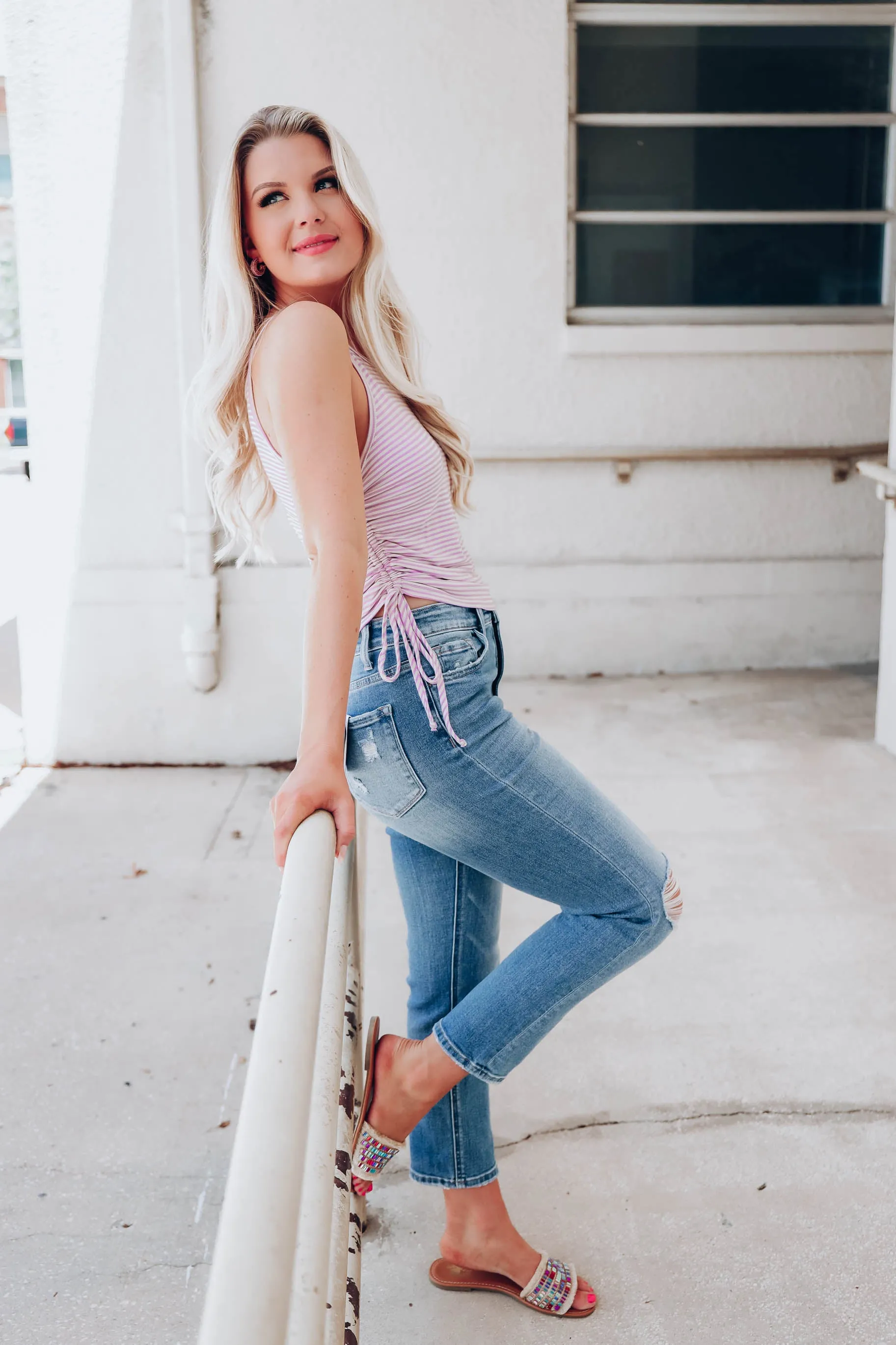 Janis Striped Tank Top - Lavender