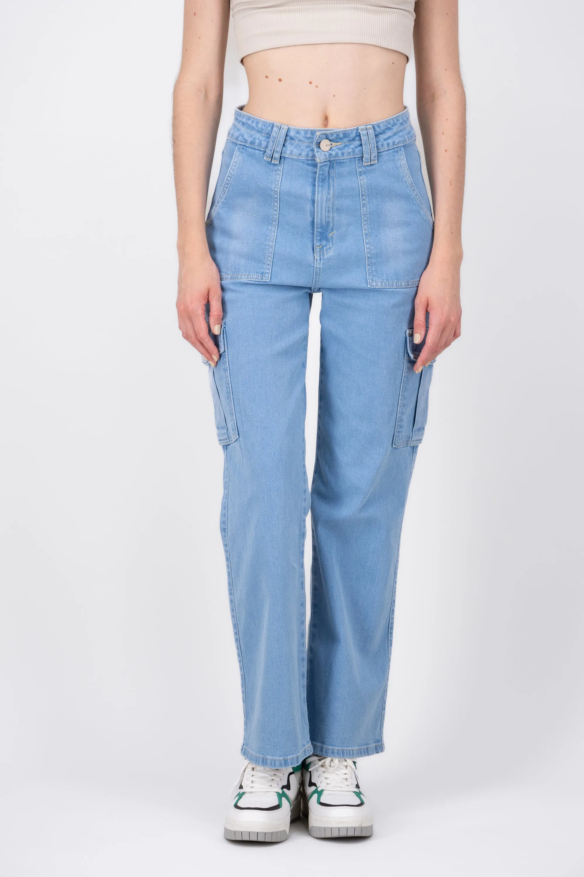 Jeans Cargo Bolsillos Laterales