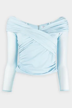 Jersey Crossover Top in Light Blue