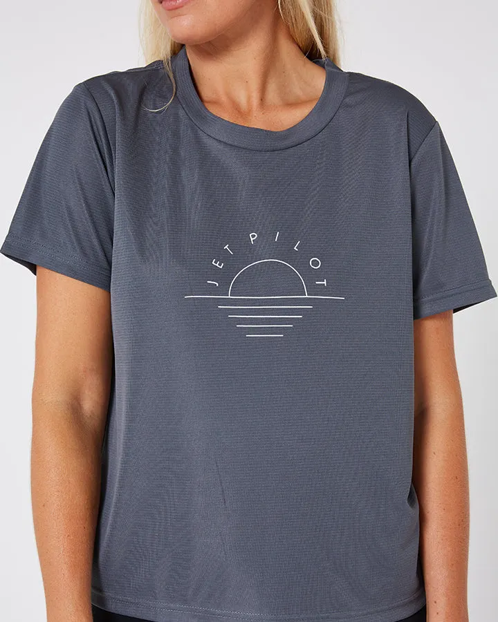 Jetpilot Pacer Drifit Ladies Tee - Charcoal