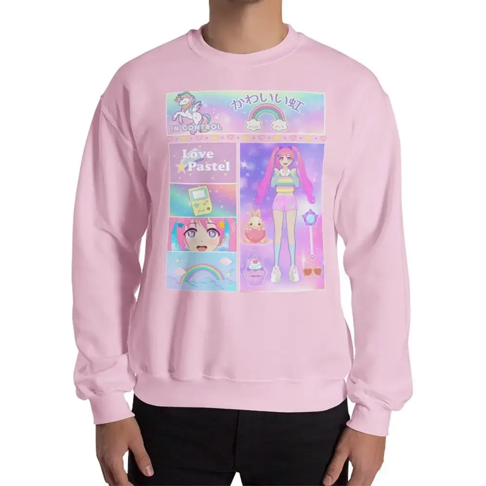 Kawaii Aesthetic Anime Sweatshirt in Cozy Air-Jet Spun Yarn