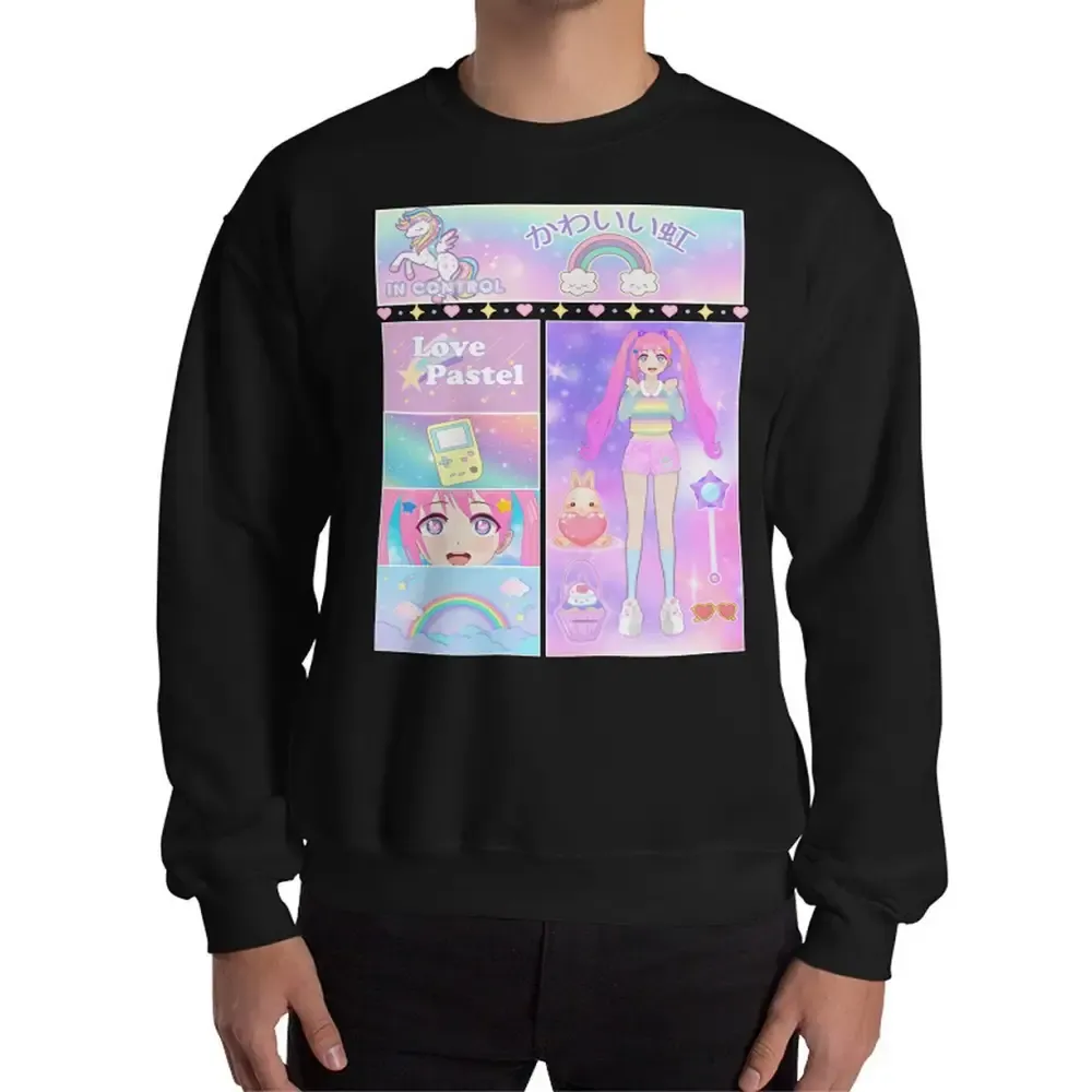 Kawaii Aesthetic Anime Sweatshirt in Cozy Air-Jet Spun Yarn
