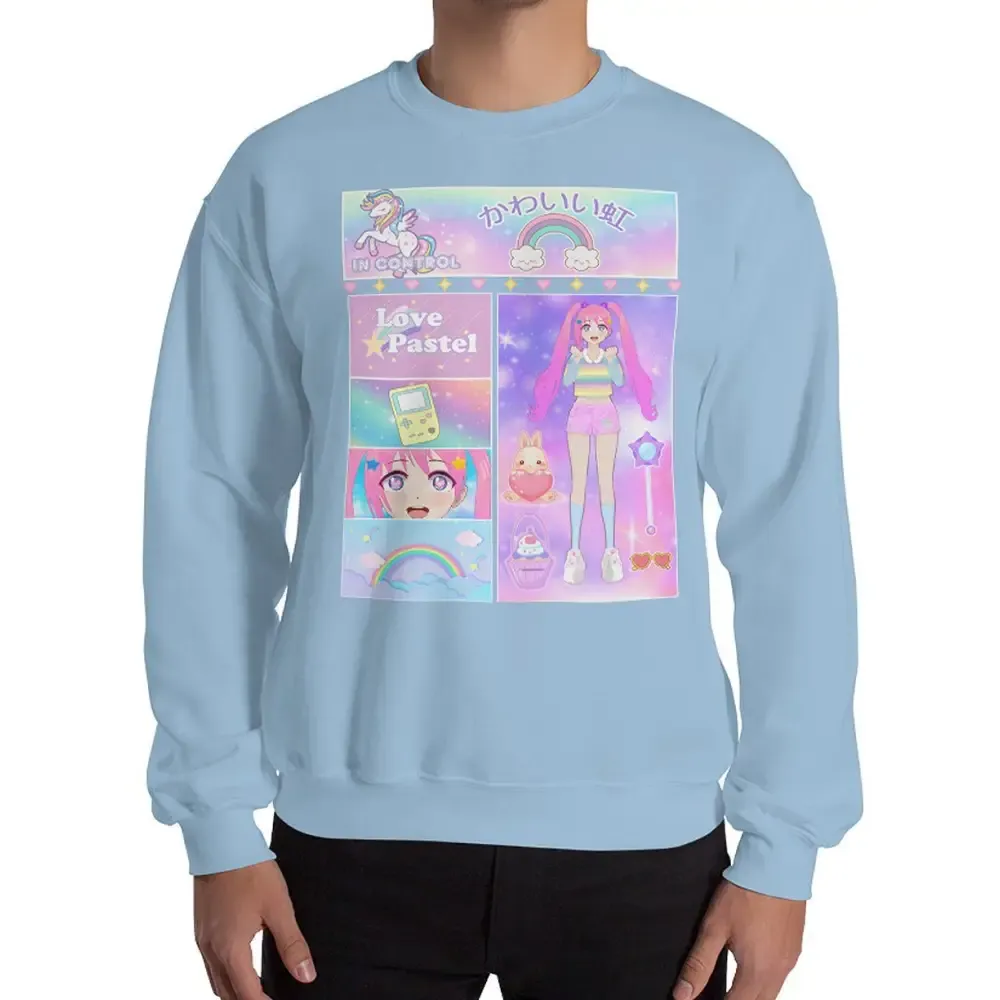 Kawaii Aesthetic Anime Sweatshirt in Cozy Air-Jet Spun Yarn