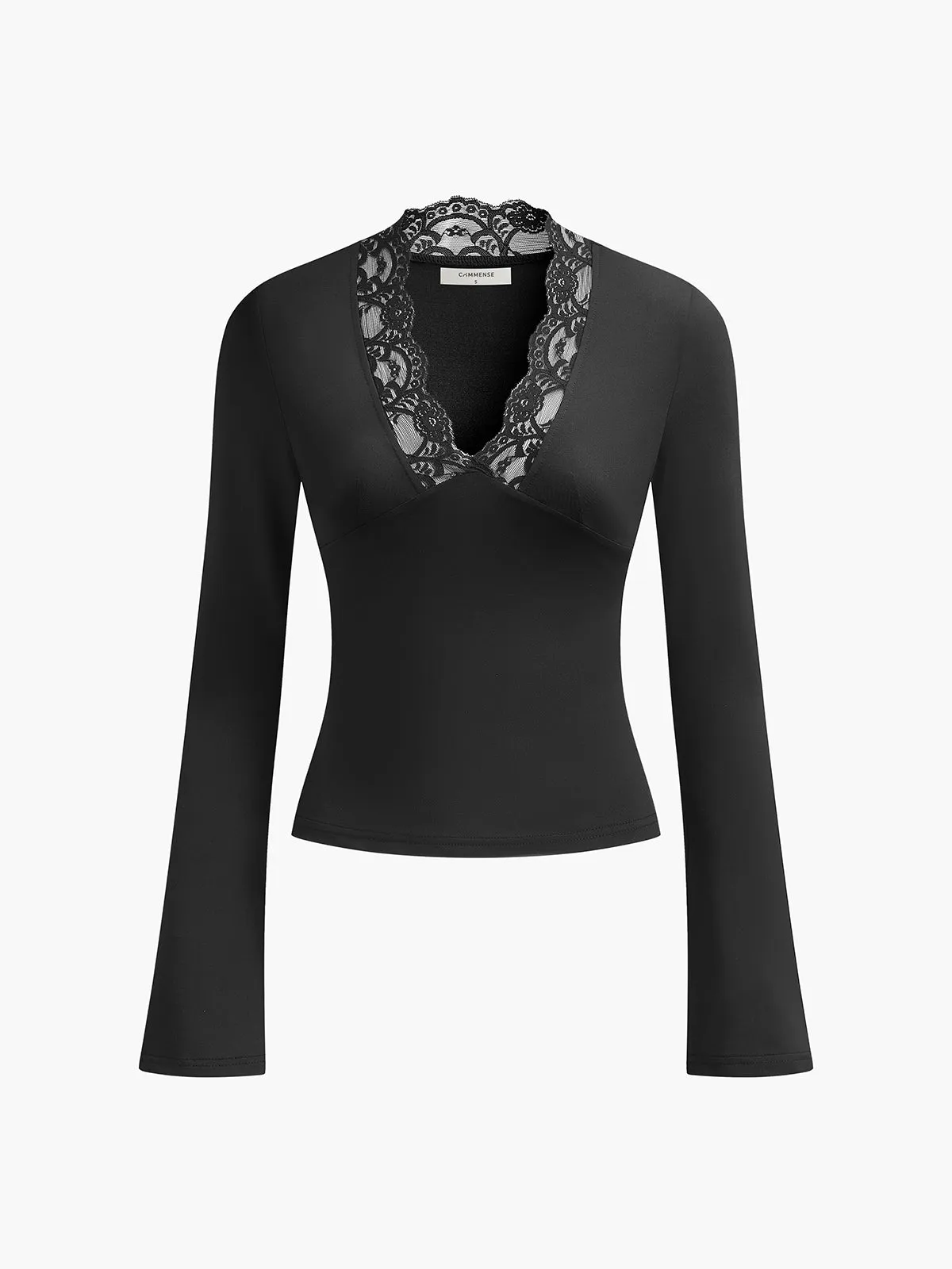 Lace Trim V-Neck T-Shirt