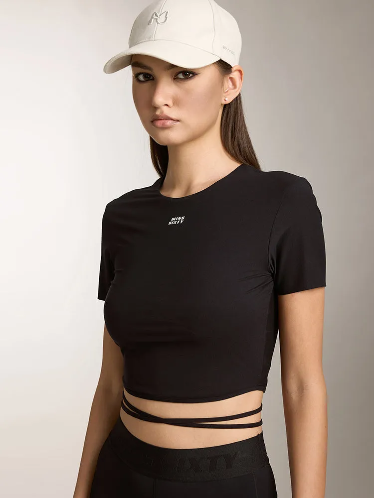 Lace-Up Logo Printed T-Shirt