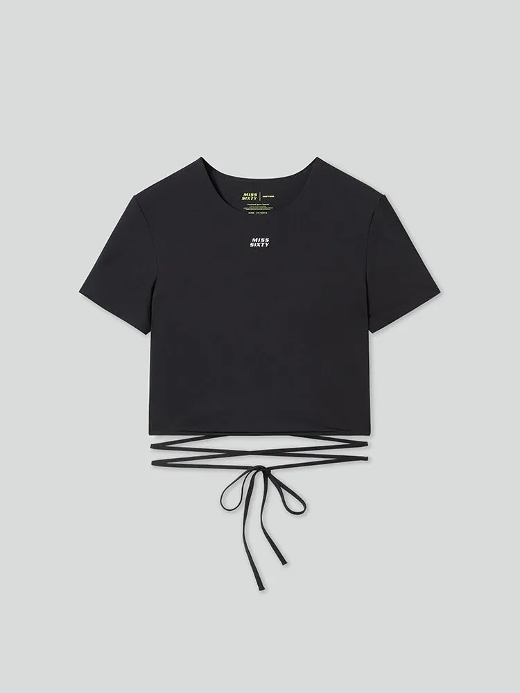 Lace-Up Logo Printed T-Shirt