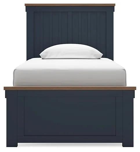 Landocken Twin Panel Bed with Mirrored Dresser and 2 Nightstands