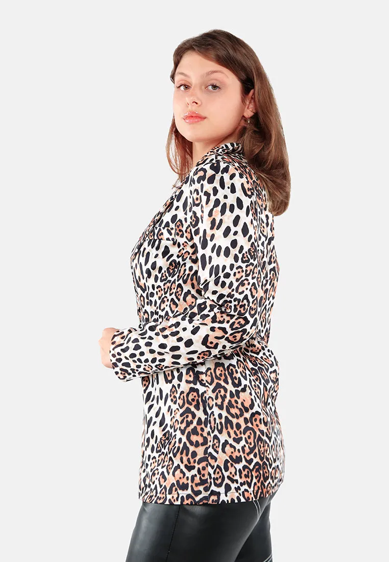 Leopard Print Casual Blazer