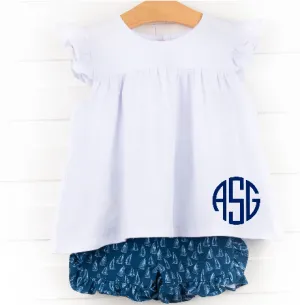 Let's Sail Away Ruffle Short Set, White