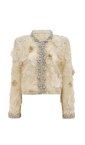Liane semi-sheer flower beaded organza light luxury jacket