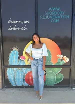 Light Blue Puff Sleeve Top