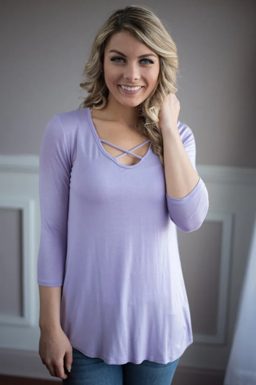 Light Purple Criss Cross My Heart Top