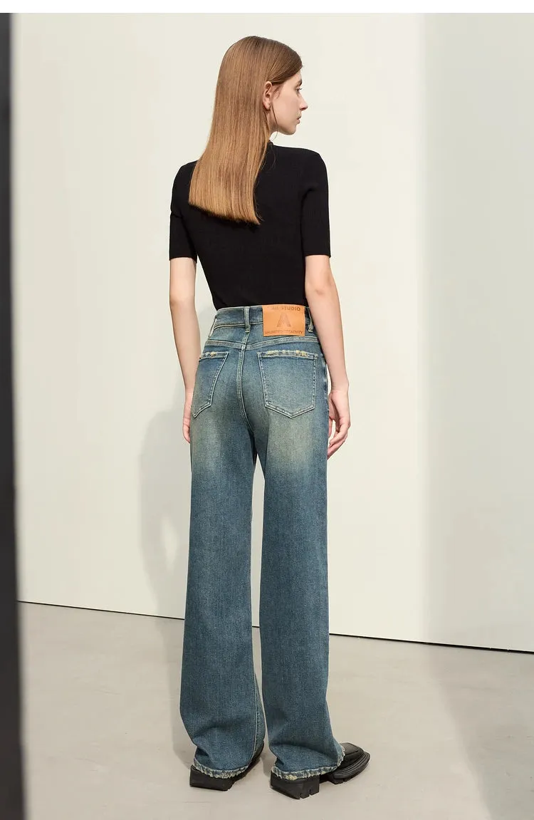 Light Washed Slouchy Straight Jean