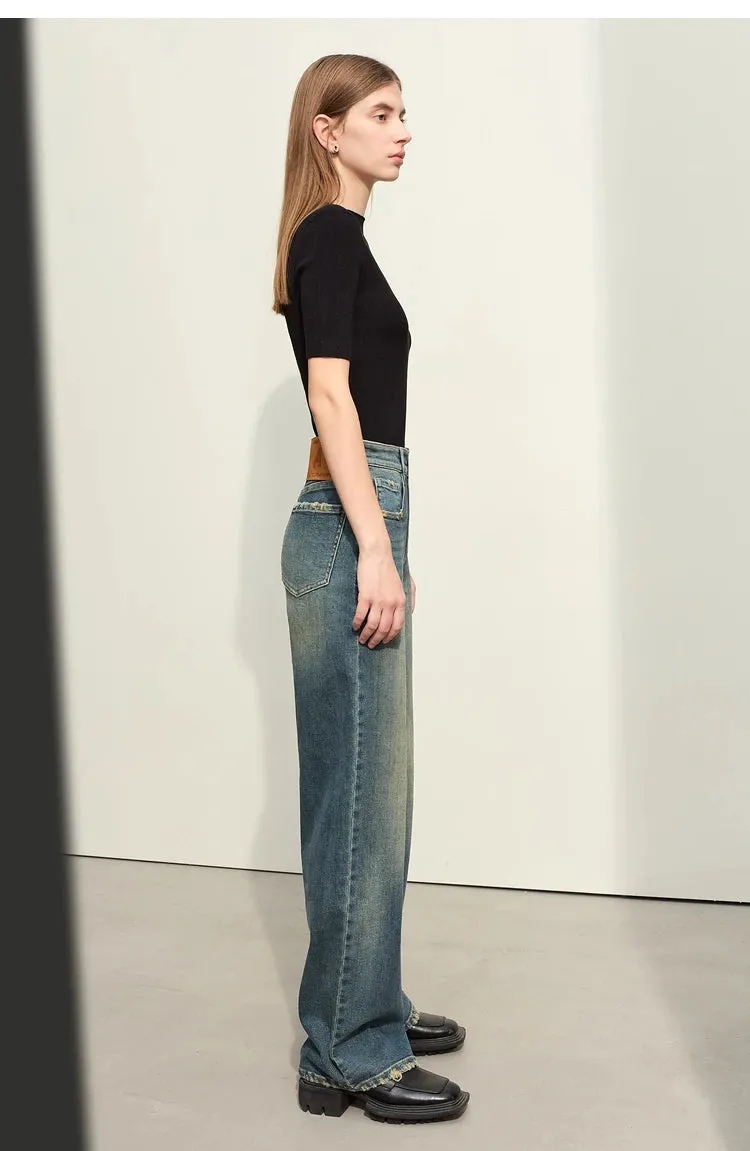 Light Washed Slouchy Straight Jean