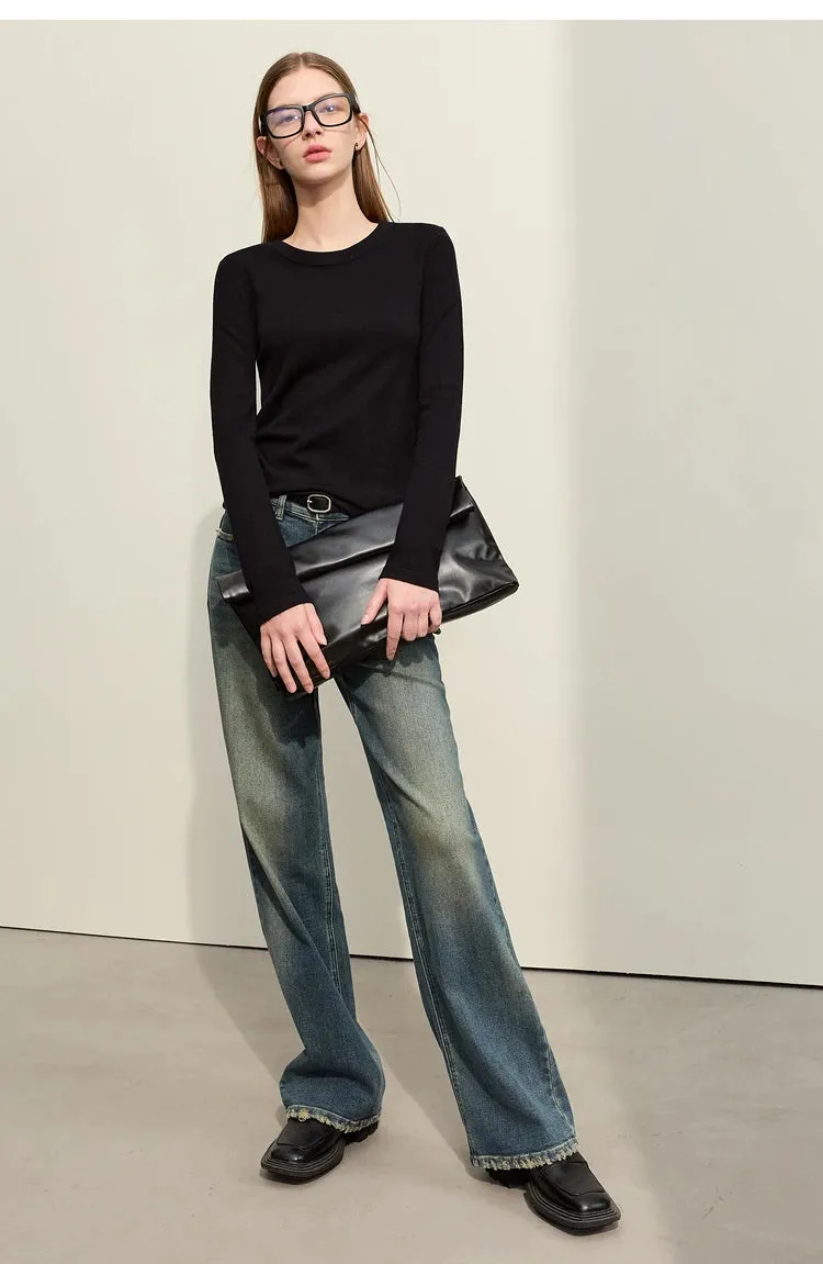 Light Washed Slouchy Straight Jean