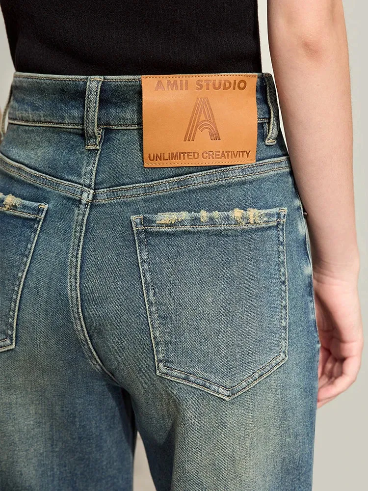 Light Washed Slouchy Straight Jean