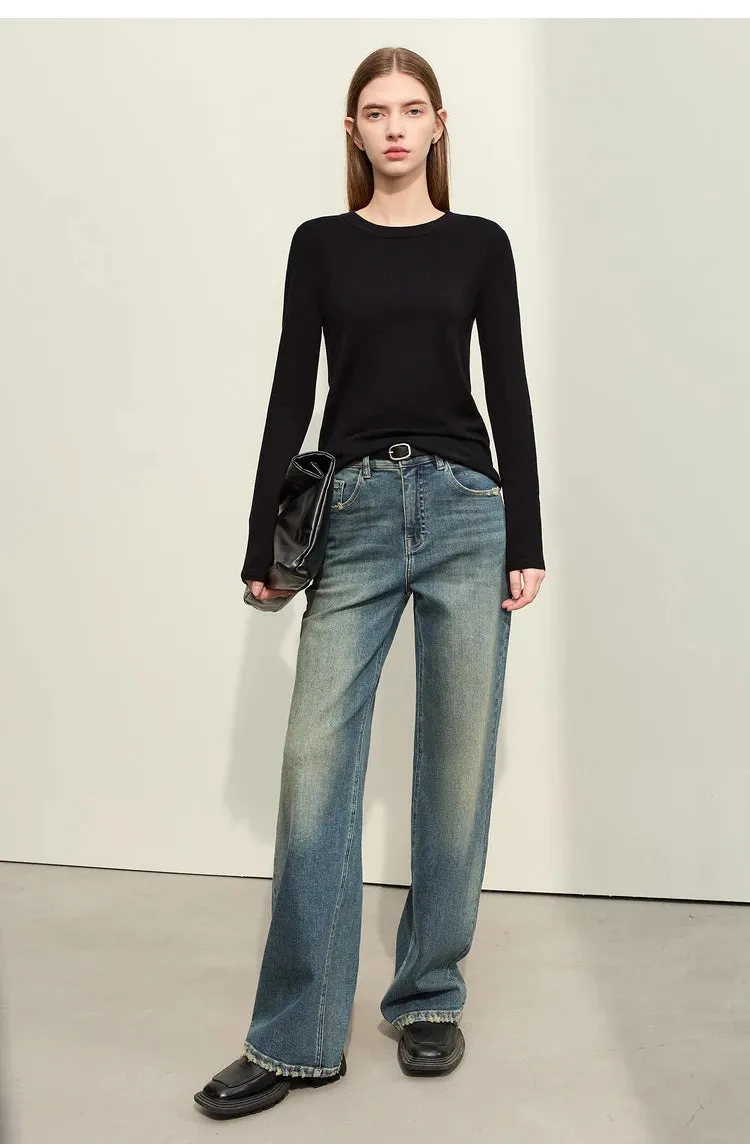 Light Washed Slouchy Straight Jean